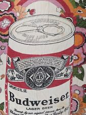 Vintage Budweiser Beach Towel Flower Power Pull Tab Can 70s - See Description.  picture