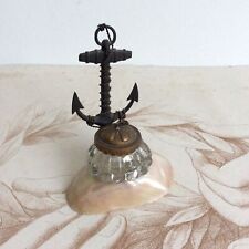 Old Mother-of-Pearl Inkwell Beach Souvenir 1900 Marine Anchor picture