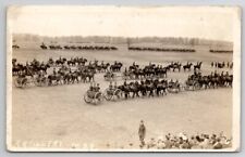 RPPC WW1 Artillery Review Soldiers Horse Drawn Carriages Onlookers Postcard N30 picture