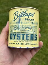 Vintage NOS BILLUPS BRAND OYSTERS TIN CAN 1 Pint H.K. Billups MATHEWS, VA picture