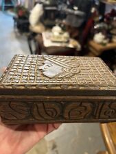 Vintage Hand carved wood box with leaves And Flowers pattern picture