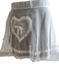 Vtg 1950's Nylon Lace Apron French Maid Type Heart Pocket Wedding Ring Hostess picture