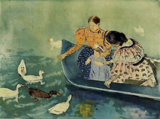 Art Oil painting canoe on lake landscape Feeding-the-Ducks-Mary-Cassatt picture