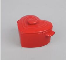 RARE Target Bullseye’s Playground Small Red Heart Shape Baking Crock W/ Lid NEW picture
