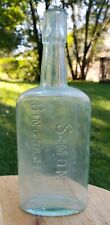 Scarce Antique 19thC Simon's Binghamton NY Aqua Blown Glass Bottle Medicine Cure picture