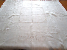 Vintage Sheer White  Floral Embroidered Tablecloth Square 48