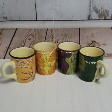 Vintage Starbucks Handpainted Fall Leaves Large Mugs 20 oz. - Set of 4 picture