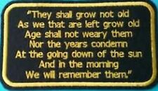 Remembrance embroidery patches Biker | Military | Verse They shall grow not old picture