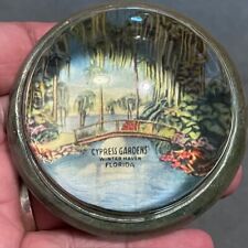 Vintage 1950s Cypress Gardens Winter Haven Florida Souvenir Glass Paperweight picture