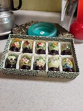 Absolutely Precious Chinese Hand Painted JADE Miniature Eggs With Stands. Box 10 picture