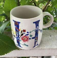 Anthropologie Coffee Mug Starla Hoffman Cup Letter H Monogram Initial Name Gift picture