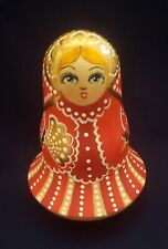 Russian Matryoshka Hand Painted Signed Chime Wobble Bell Doll Roly Poly 6