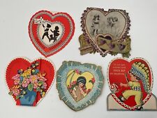 1930's Vintage Valentine Cards Lot of 5 Fold-out Stand Up Hearts (35-3) picture