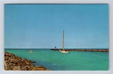 Venice FL-Florida, Jetties at Tarpon Center, Gulf of Mexico, Vintage Postcard picture