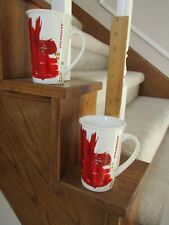  LOT (2) 2014 Starbucks Abstract Red Starburst Fireworks Cups 12oz  picture