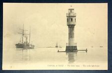 Postcard Suez Canal Egypt Great Bitter Lake North Lighthouse Ships c1910 picture