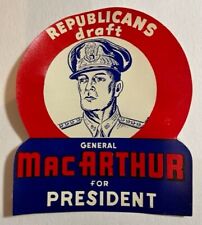 Douglas MacArthur campaign window sticker or decal 1948 campaign picture