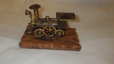 Vintage Metal Handmade Decorative Train Engine On wood Plaque Made in Spain picture