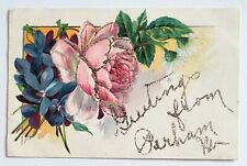 Perham MN Minnesota Greetings Floral Glitter Vintage 1908 Postcard C4 picture