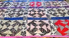 Vintage Hot Pink Backed  Preppy Handmade Quilt 74” By 60” Reversible Groovy WOW picture