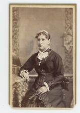 Antique CDV Circa 1870s Young Woman in Stunning Victorian Era Dress Chicago, IL picture