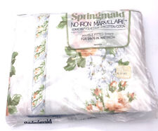 Vintage Springmaid Wondercale Double Fitted Sheet Shabby Chic Flowers Floral picture