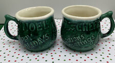 Vtg.1974 Set of 2 Duncan Ceramics Stoneware Mugs Cups~Christmas Holidays Noel 3” picture