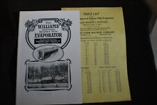 1918 Williams Improved Bellows Falls Evaporator - Vermont Farm Mach. MAPLE SYRUP picture