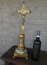 Antique Flanders Bronze & silver Crucifix 19thc religious picture
