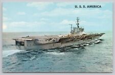 Postcard U.S.S. America Aircraft Carrier During Air Operations picture