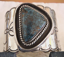 OUTSTANDING 'CECIL SANDERS '-LG. NAVAJO/DINE CUFF W/LG. LANDER BLUE TURQ. STONE picture