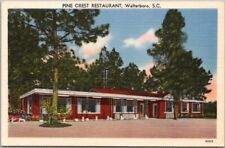 Walterboro, South Carolina Postcard PINE CREST RESTAURANT Highway 15 Linen /1960 picture