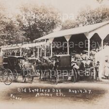 1907 RPPC Old Settlers Day Fair Horse Buggy Day Lee County Amboy Postcard 1 picture