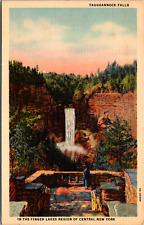 Vintage 1930's Observation View of Taughannock Falls New York NY Postcard picture