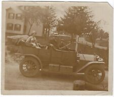 Antique Car Auto Trunks on Running Board Convertible Top Family Vintage Photo picture
