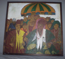 African Yoruba Chief Wood Carved Art 3D Painting Sam Babarinsa Osogbo Nigeria picture