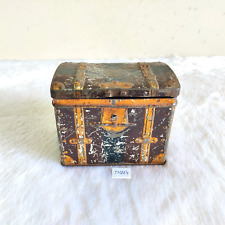 1920s Vintage Pragjee Soorjee & Co. Treasure Trunk Tin Germany Decorative TN224 picture