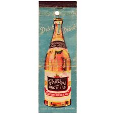 Vintage Matchbook Cover Philips Bros. Pale Ginger Ale soft drink full length 30s picture