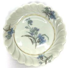 Vintage Haviland Limoges Scalloped Trinket Dish Blue Purple Flowers 4.5