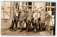 c1910's Boys Smoking Construction England United Kingdom UK RPPC Photo Postcard picture