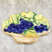 VTG Ceramiche Leonardo Italy Ceramic Trivet Hand Painted Grape Basket Kitchen picture