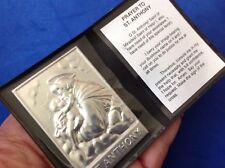 St ANTHONY Silver Metal Saint Plaque Folder Pocket Catholic SHRINE PRAYER picture