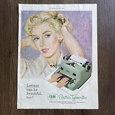 1954 vintage Green IBM electric typewriter print ad Pretty Lady Office Decor picture