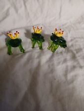 Lot Of 3 Green Glass Frog Prince picture