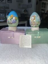 2 Li Bien Glass Egg Ornament on Stand 2001 W/boxes And Paperwork picture