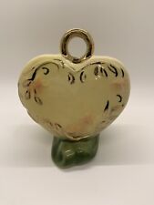 Vtg Ceramic Heart Locket Yellow and Gold Planter Vase picture