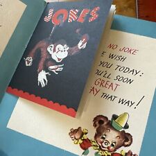 Vtg Greeting Card Get well 40s Inappropriate Joke book Insert Not for Children picture