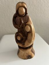 Hand Carved Olive Wood Holy Family 7.5 Inches Tall Bethlehem picture