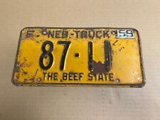 Nebraska 1959 License TRUCK Plate # 87-11 THE BEEF STATE EXPIRED picture