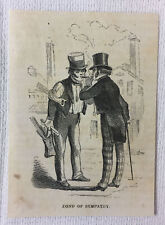 small 1855 magazine engraving ~ TWO MEN SMOKING Bond Of Sympathy picture